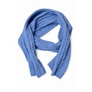 Chunky Cable Knit Wool Blend Scarf Blue Made in Portugal Unisex Winter Tecmalha